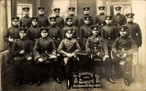 Foto Ak Zwickau, deutsche Soldaten in Uniform, 133. Regt. 4. Korp. 5. Komp., Ausbildung 1913