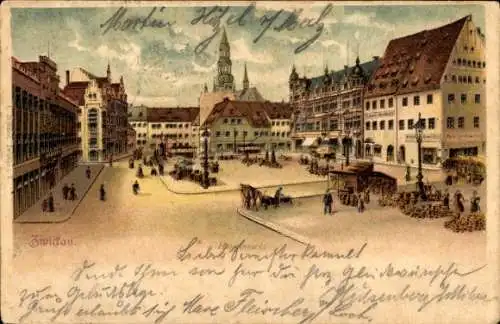 Litho Zwickau in Sachsen, Hauptmarkt