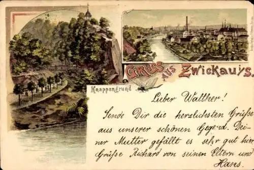 Litho Zwickau in Sachsen, Gesamtansicht, Knappengrund