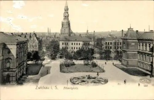 Ak Zwickau in Sachsen, Albertplatz