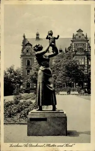 Ak Zwickau in Sachsen, Denkmal Mutter und Kind