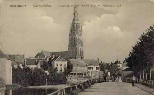 Ak Breda Nordbrabant Niederlande, Waterpoort Blick auf die Waag, heute Postamt