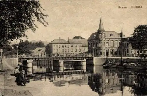 Ak Breda Nordbrabant Niederlande, Hafen, Brücke