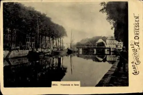 Ak Breda Nordbrabant Niederlande, Prinsenkade und Hafen