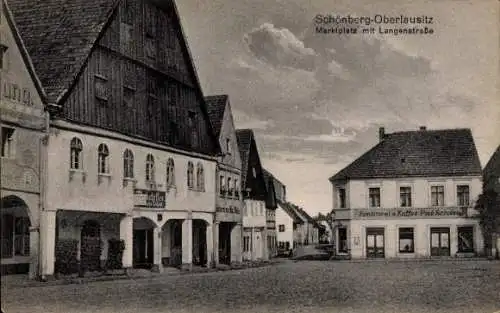 Ak Sulików Schönberg Oberlausitz Schlesien, Marktplatz, Langenstraße, Konditorei