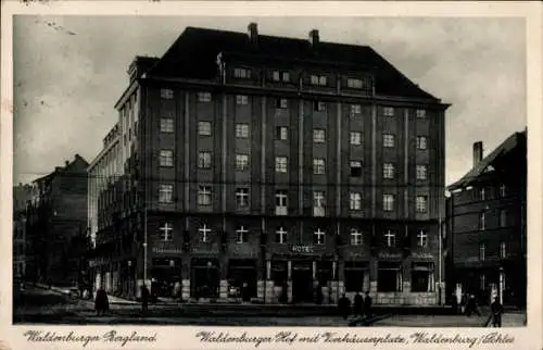 Ak Wałbrzych Waldenburg Schlesien, Waldenburger Hof, Vierhäuserplatz