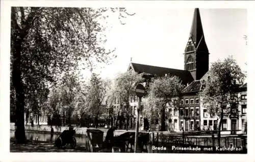 Ak Breda Nordbrabant Niederlande, Prinsenkade mit Kathedrale