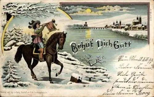 Glitzer Winter Litho, Behüt Dich Gott, Trompeter von Säckingen