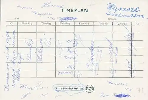 Stundenplan, Schauspieler und Sänger Elvis Presley