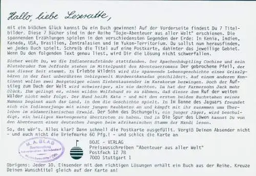 Stundenplan Reklame, Boje Verlag, Bücher, Preisausschreiben