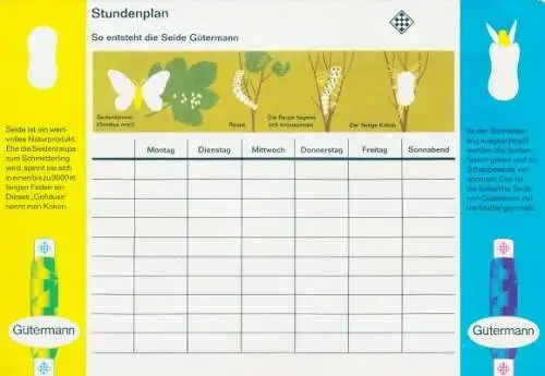 Stundenplan Gütermann Garne, Geschichte der Automobile, So entsteht Seide um 1960