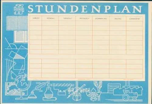 Stundenplan Hermes Versicherung um 1960