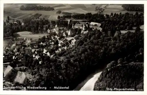 Ak Wechselburg Landkreis Mittelsachsen, Fliegeraufnahme