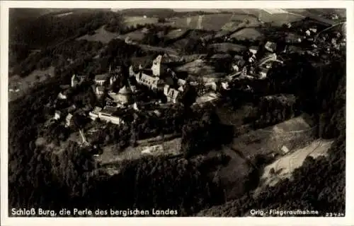 Ak Burg an der Wupper Solingen, Schloss Burg, Fliegeraufnahme