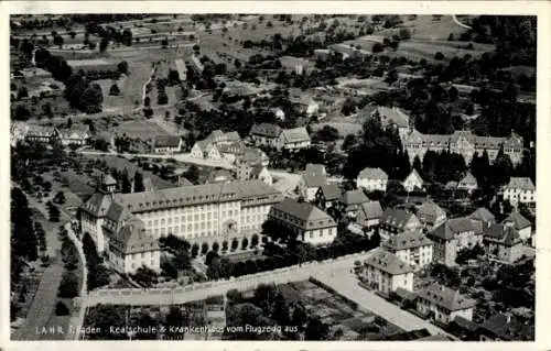 Ak Lahr in Baden Schwarzwald, Fliegeraufnahme, Realschule & Krankenhaus