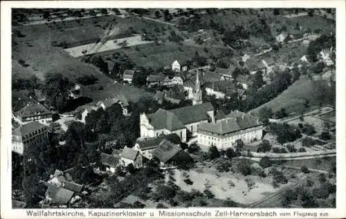 Ak Zell am Harmersbach Schwarzwald Baden, Fliegeraufnahme, Wallfahrtskirche, Kapuzinerkloster