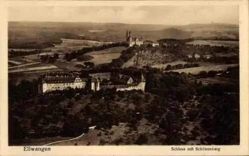 Ak  Schönenberg Ellwangen Jagst,  Schloss mit Schönenberg, Fliegeraufnahme