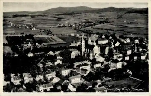 Ak Cham in der Oberpfalz, Fliegeraufnahme