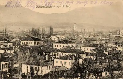 Ak Prilep Mazedonien, Blick über die Dächer des Ortes