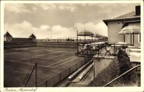 Ak Berlin Tempelhof Mariendorf, Terrasse, Stadion, Tennisplätze