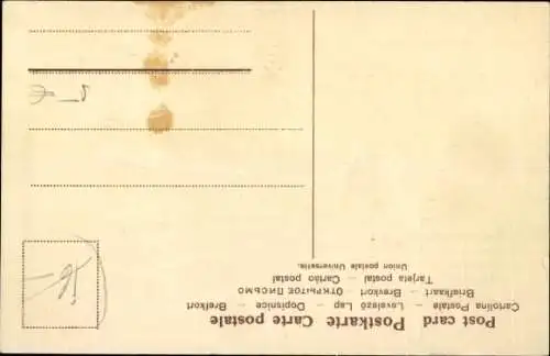 Präge Litho Trompeter, Liebespaar, Kuss