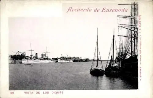 Ak Buenos Aires Argentinien, Ensenada, argentinische Kriegsschiffe im Hafen