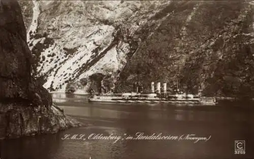 Ak Deutsches Kriegsschiff SMS Oldenburg, Sommerreise in Norwegen, Laerdalsoeren