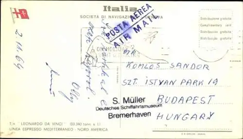 Ak Dampfer Leonardo da Vinci, Italia Società di Navigazione