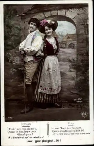 CPA La Mascotte, Bettina et Pipo, Walery Paris, Portrait