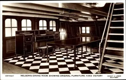 Ak Southsea Portsmouth South East England, Copyright, Nelson's Dining Room, H.M.S. Victory, Wr...