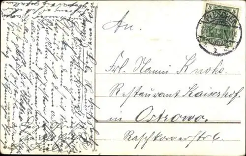 Ak Liebespaar, Jäger mit erlegtem Huhn, Jagd