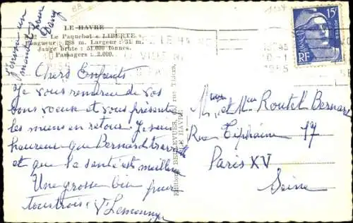 Ak Dampfer Liberte, CGT, French Line