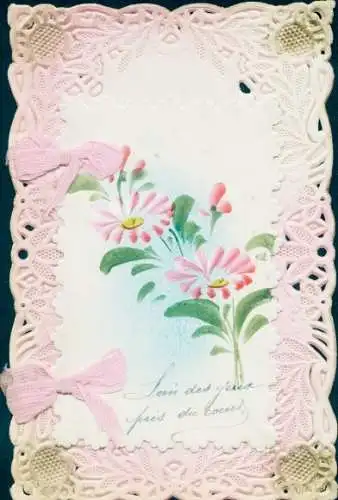 Stoff Ak Blumen, Stoffschleife, Kitsch