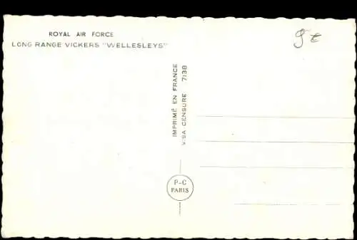 PC Royal Air Force, Long Range Vickers Wellesleys