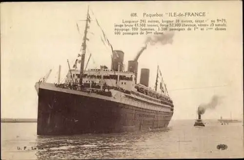 Ak Le Havre Seine Maritime, Das Bild zeigt ein großes Schiff, das im Hafen liegt. Es ist schwa...