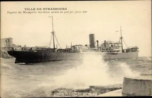 Ak Strasbourg Straßburg Elsass Bas Rhin, Frachtschiff der MM im Hafen