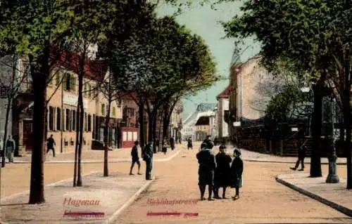 Ak Haguenau Hagenau im Elsass Bas Rhin, Bahnhofstraße