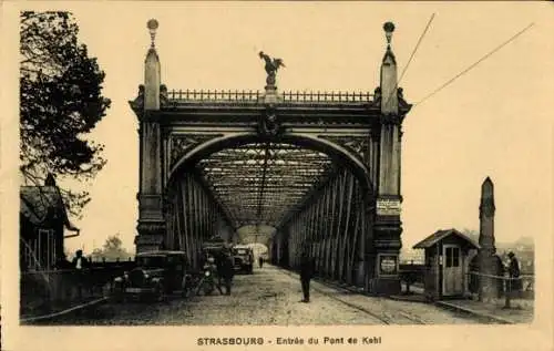 Ak Strasbourg Straßburg Elsass Bas Rhin, Entrée du Pont de Kehl