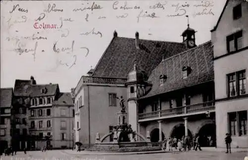 Ak Colmar Kolmar Elsass Haut Rhin,  Place de la Cathedrale