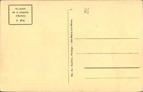 Ak Échéry Sainte Marie aux Mines Markirch Elsass Haut Rhin, Nouvelle Chapelle Catholique
