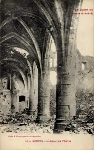 Ak Nomeny Meurthe et Moselle, Zerstörte Kirche