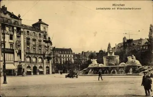 Ak München, Lenbachplatz mit Wittelsbacherbrunnen