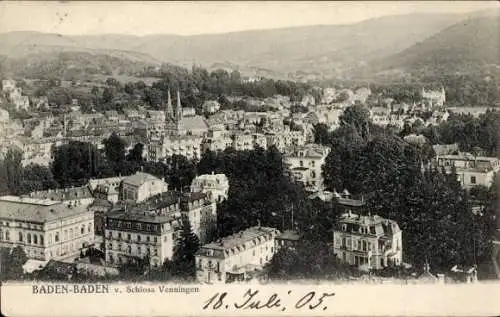 Ak Baden Baden am Schwarzwald, Blick vom Schloss Venningen