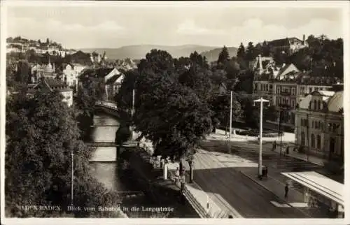 Ak Baden Baden am Schwarzwald, Blick vom Bahnhof in die Langestraße