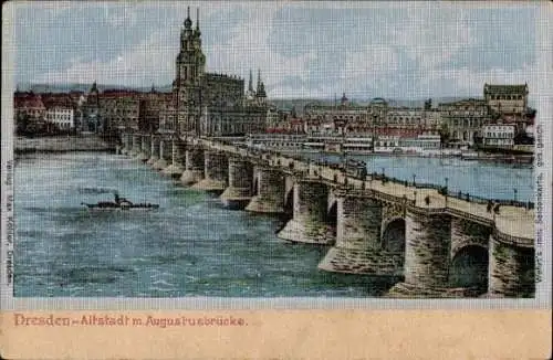 Ak Dresden Altstadt Johannstadt, Dresden-Altstadt mit Augustusbrücke