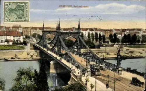 Ak Mannheim in Baden, Neckarbrücke