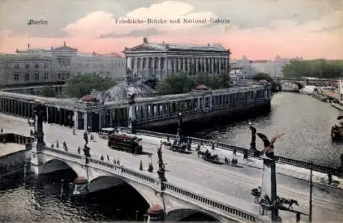 Ak Berlin Mitte, Alexanderplatz, Friedrichs-Brücke, Nationalgalerie