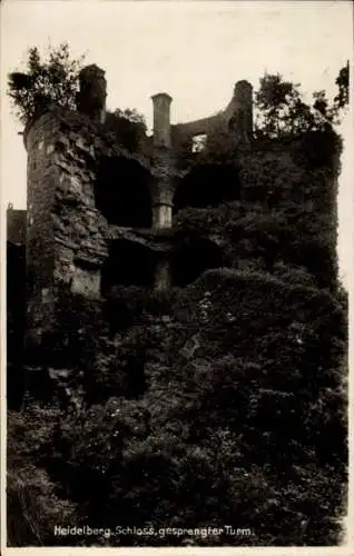 Ak Heidelberg am Neckar, Schloss, gesprengter Turm