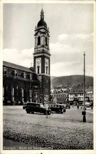 Ak Hörschel Lutherstadt Eisenach in Thüringen, Eisenach Markt mit Georgenkirche