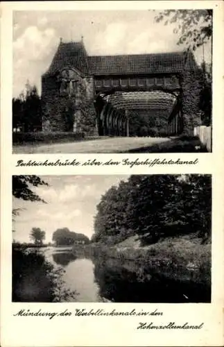 Ak Finow Eberswalde in der Mark, Großschifffahrtskanal, Hohenzollernkanal, Pechteicherbrücke